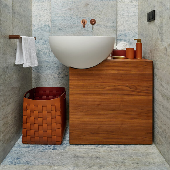 Корзинка Bottega коньяк, 35х35 кожа ADJ - 1047.09