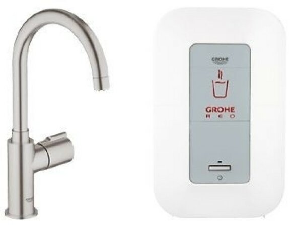 Вертикальный вентиль и бойлер single (4 литра), супер сталь GROHE арт. 30085DS0