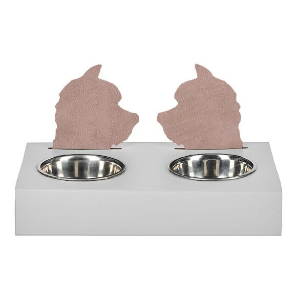 Подставка с мисками Dog ADJ Италия, 40x22xH7.5 цвет: устричный (пепельная роза) арт. 1571D.02/07