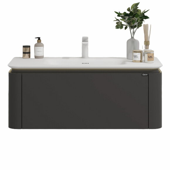 Тумба с раковиной (1200x520x400), U935.1200 P02,Unihopper,Corian раковина-столешница, LED light, Black&White арт. 9351200