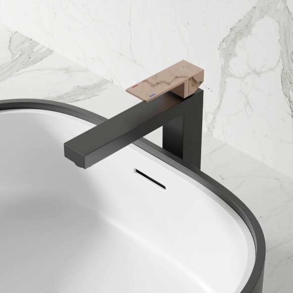 Смеситель NT9001HBG ADIGO HBG NT BAGNO цвет: черный матовый, рукоятка розовое золото