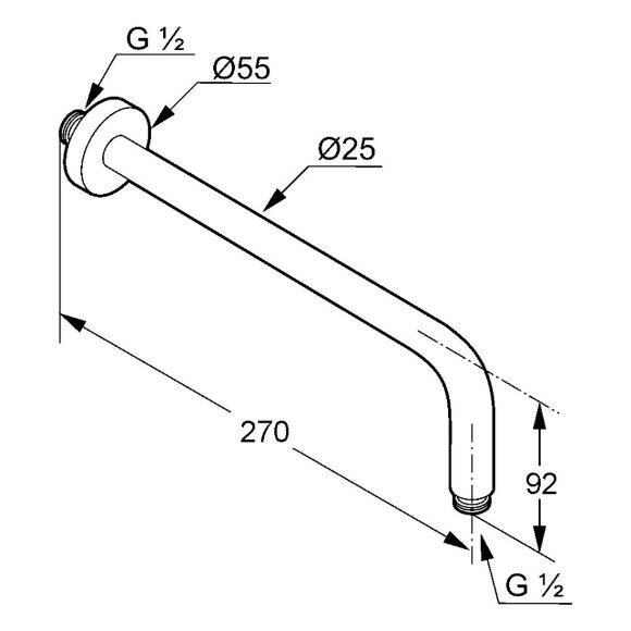 Кронштейн для душа 250 мм, хром глянцевый, A-QA Kludi арт. 6651305-00