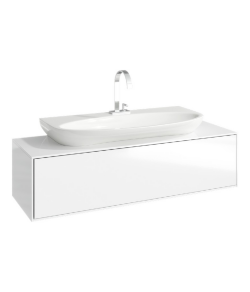 AQWELLA Genesis Подвесная тумба с одним ящиком в цвете белый глянец с умывальником из литьевого мрамора. - GEN0112W AQWELLA Genesis Подвесная тумба с одним ящиком в цвете белый глянец с умывальником из литьевого мрамора. - GEN0112W